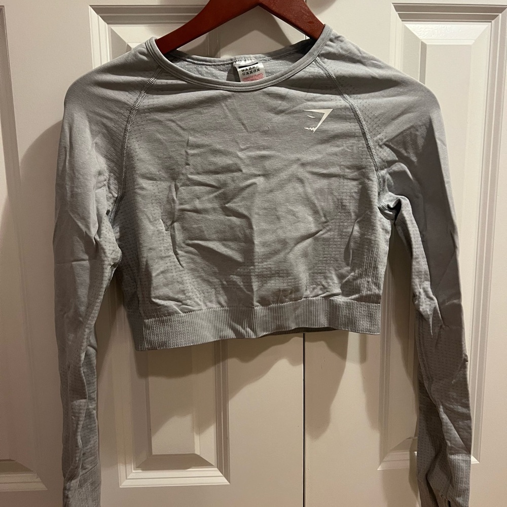 Gymshark Women's Gray Long Sleeve Crop Top